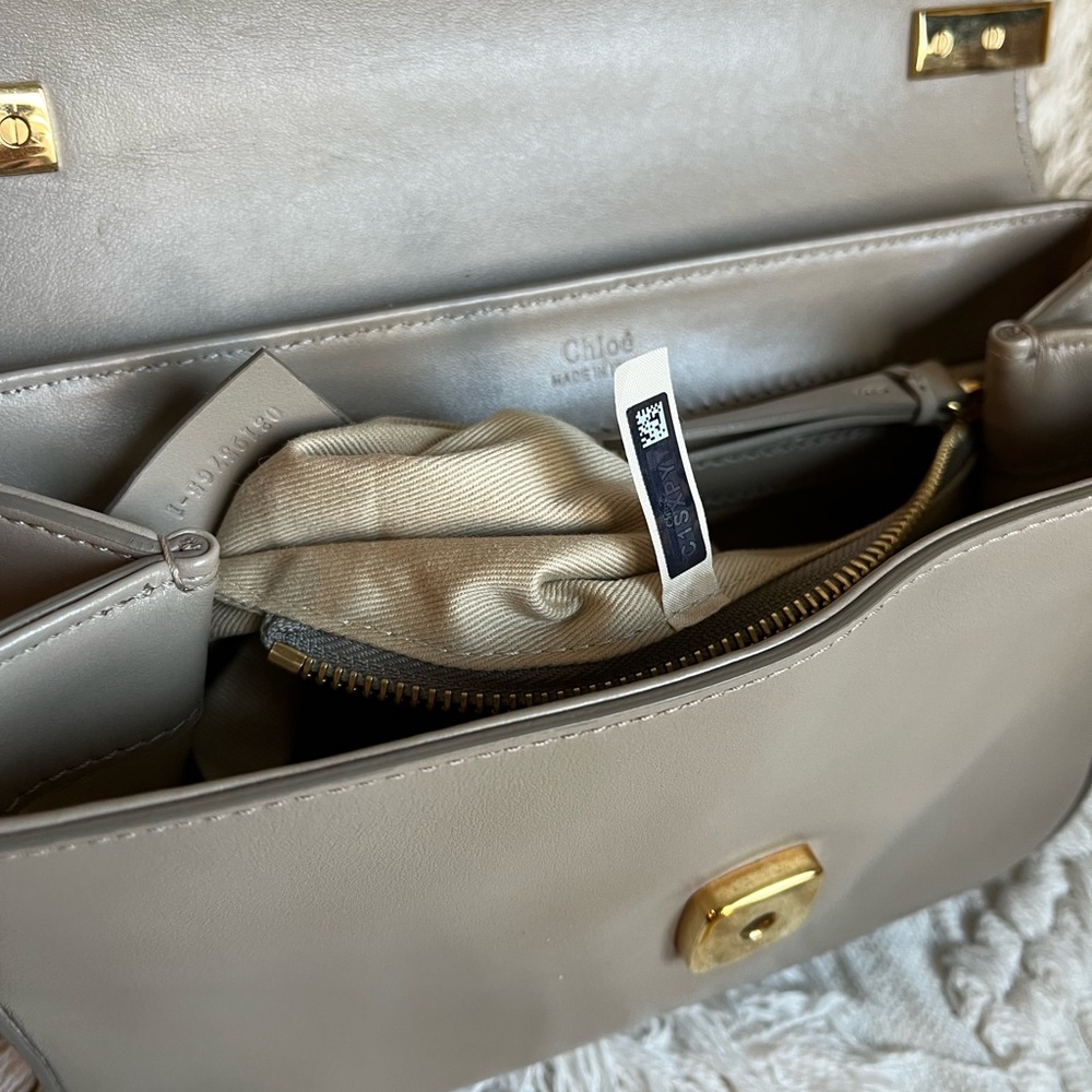 😍 Chloe “C” Small Motty Grey Leather & Suede Double Carry Crossbody Bag - Picture 9 of 12